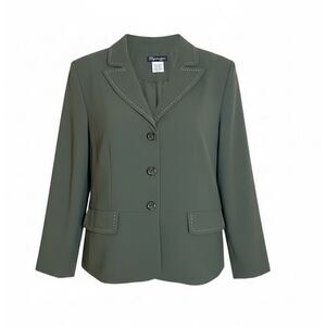 Spago Collection Shoulder Pads Three Buttons‎ Blazer Jacket Army Green Size 18W